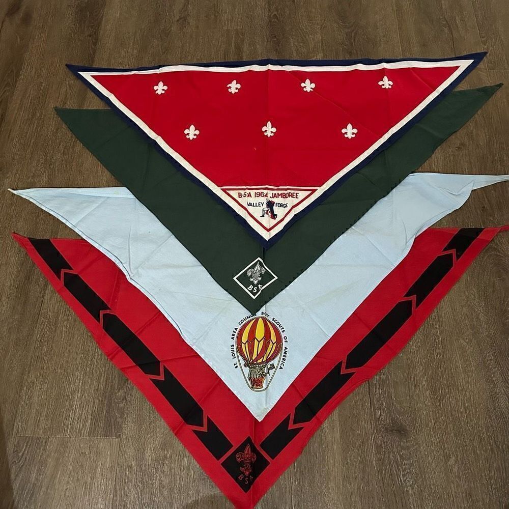 Vintage 1960s Boy Scouts Of America Bandanna Lot of 4 Retro BSA
